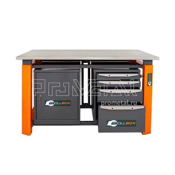 Верстак Тулбокс тумба4, тумба0 (1500 оцинковка опоры Оранж)