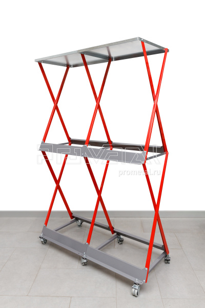 Стойка для колёс 2х4 на роликах с полкой