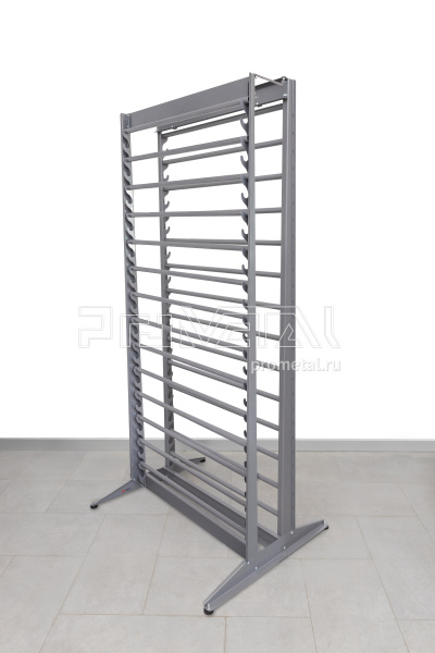 Стенд "28 рулонов" диам. до 70см Высокий Сдвоенный на ножках, трубы 18мм