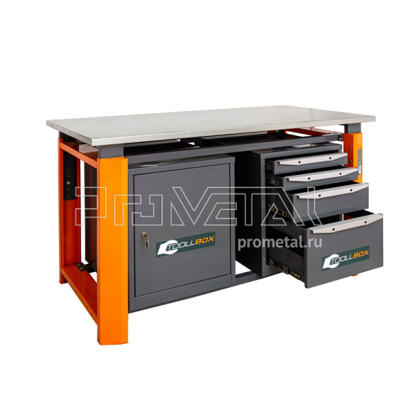 Верстак Тулбокс тумба4, тумба0 (1800 оцинковка опоры Оранж)