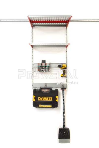 Комплект Полки + Рейлинги (цвет базово окрашенных элементов Синий, цвет остальных элементов Чёрный, ширина секции одна секция 600 мм)