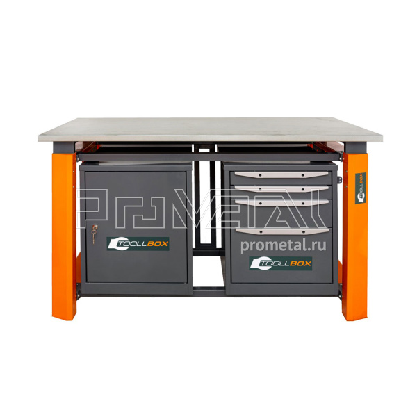 Верстак Тулбокс тумба4, тумба0 (1800 оцинковка опоры Оранж)