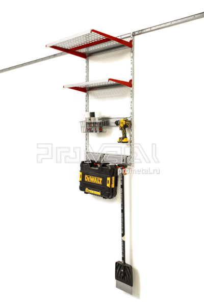 Комплект Полки + Рейлинги (цвет базово окрашенных элементов Синий, цвет остальных элементов Чёрный, ширина секции одна секция 600 мм)