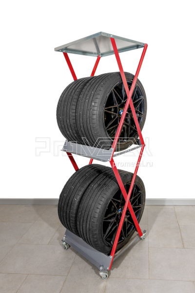 Стойка для колёс 2х2 на ножках с полкой