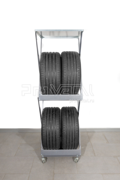 Стойка для колёс 2х2 на ножках с полкой