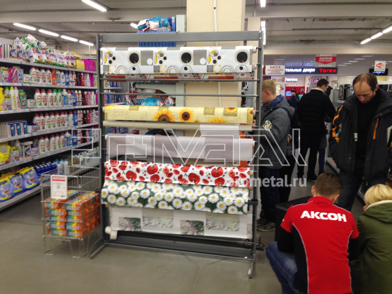 Стенд "14 рулонов" Высокий на ножках, трубы 18мм