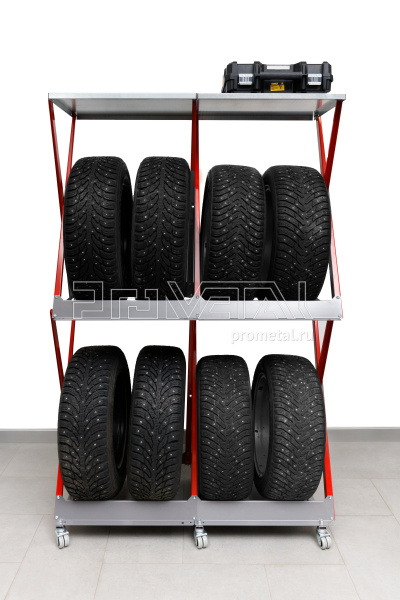 Стойка для колёс 2х4 на ножках с полкой