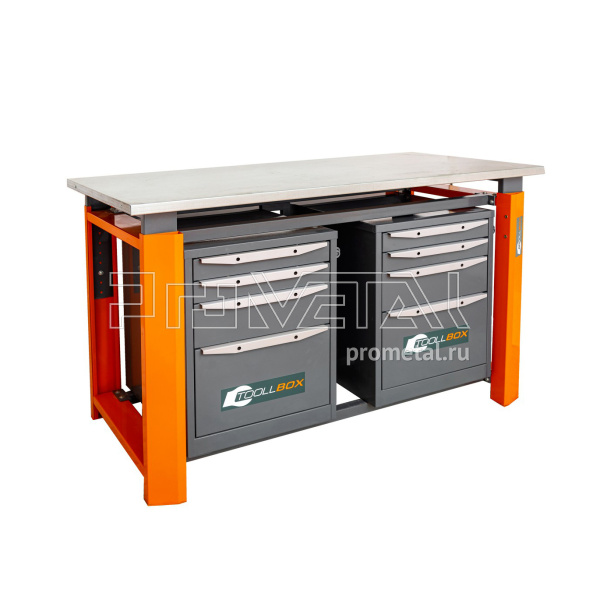 Верстак Тулбокс тумба4, тумба4 (1500 оцинковка опоры Оранж)