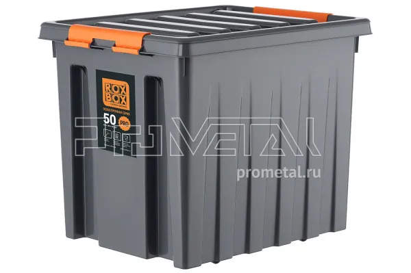Контейнер особопрочный 50 л на колёсиках с крышкой, антрацит, Rox Box PRO