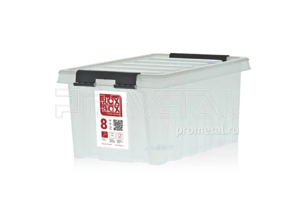 Контейнер 8 л с крышкой, прозрачный, Rox Box